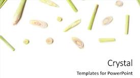  Presentation with white green - Audience pleasing PPT theme consisting of fresh green lemongrass slices backdrop and a white colored foreground