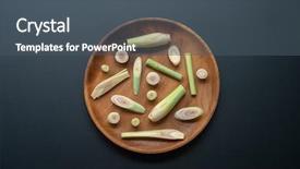  Presentation with green plate - Presentation design featuring fresh green lemongrass slices background and a dark gray colored foreground