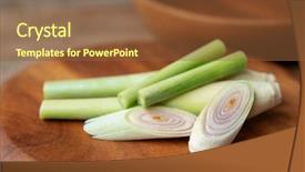  Presentation with sliced fresh papaya on wooden - Presentation design consisting of fresh green lemongrass slices background and a tawny brown colored foreground