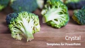  Presentation with fresh green broccoli - Slide deck enhanced with fresh green organic broccoli closeup background and a coral colored foreground