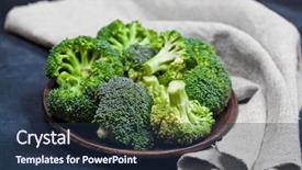  Presentation with fresh green broccoli - Beautiful presentation design featuring fresh green organic broccoli backdrop and a tawny brown colored foreground