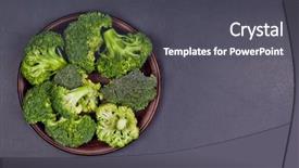 Presentation with fresh green broccoli - Cool new slide deck with fresh green organic broccoli backdrop and a dark gray colored foreground