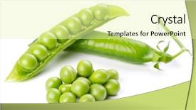  Presentation with green pea plant - Beautiful PPT theme featuring fresh green pea pod isolated backdrop and a blonde colored foreground