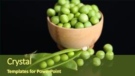  Presentation with bunch of green peas - Cool new slide set with fresh green peas in bowl backdrop and a tawny brown colored foreground