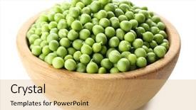  Presentation with white green - Cool new PPT theme with fresh green peas in bowl backdrop and a yellow colored foreground