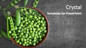  Presentation with peas - Amazing PPT theme having fresh green peas in bowl backdrop and a gray colored foreground