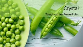  Presentation with peas - Presentation theme having fresh green peas on old background and a yellow colored foreground