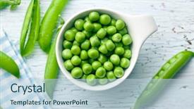  Presentation with cracked - Beautiful PPT theme featuring fresh green peas on old backdrop and a lemonade colored foreground