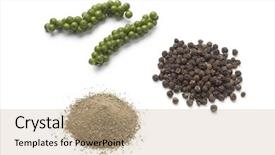  Presentation with pepper - Slide set with fresh green pepper drupes black background and a coral colored foreground