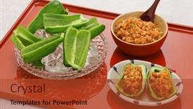  Presentation with ground water - Slides enhanced with fresh-green-peppers-chilled background and a red colored foreground