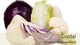  Presentation with cauliflower - Slide deck with fresh green red cauliflower and chinese cabbage vegetables on white background background and a lemonade colored foreground