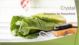  Presentation with green leaves - Slide set featuring fresh-green-romaine-lettuce-leaves background and a cream colored foreground