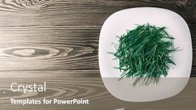  Presentation with seedling - Theme consisting of fresh-green-salad-with-wheat background and a gray colored foreground