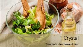  Presentation with salad - PPT theme featuring fresh green salad background and a coral colored foreground