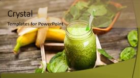  Presentation with smoothie - Colorful presentation theme enhanced with fresh green smoothie backdrop and a coral colored foreground