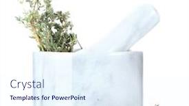  Presentation with white green - Presentation design having fresh-green-thyme-in-mortar background and a sky blue colored foreground