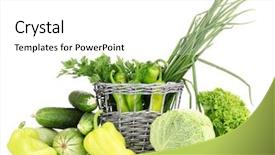  Presentation with white green - Slides having fresh green vegetables in basket background and a white colored foreground