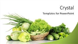  Presentation with white green - Audience pleasing theme consisting of fresh green vegetables in basket backdrop and a white colored foreground