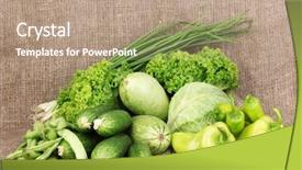  Presentation with vegetables - Slide deck enhanced with fresh green vegetables on sackcloth background and a coral colored foreground