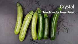  Presentation with copy space - Slide deck having fresh green wet zucchini background and a dark gray colored foreground