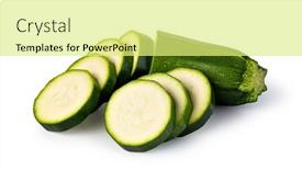  Presentation with white green - Presentation theme featuring fresh-green-zucchini-slices-isolated background and a yellow colored foreground