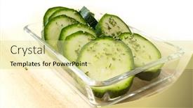  Presentation with green glass - PPT theme featuring fresh-green-zucchini-slices background and a blonde colored foreground