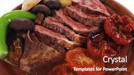  Presentation with bbq - Presentation theme having fresh grilled bbq beef meat rib eye steak on wooden plate with baked tomatoes mushroom potatoes hot chili pepper isolated on white background empty space for text background and a tawny brown colored foreground
