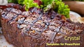  Presentation with bbq - PPT theme with fresh-grilled-meat-grilled-beef background and a tawny brown colored foreground