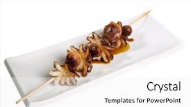  Presentation with octopus - Cool new PPT theme with fresh-grilled-octopus-isolated backdrop and a white colored foreground