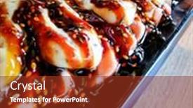  Presentation with octopus - Slide set enhanced with fresh-grilled-octopus-served background and a tawny brown colored foreground