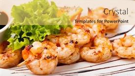  Presentation with shrimps - Amazing presentation having fresh grilled shrimps served on a plate backdrop and a yellow colored foreground