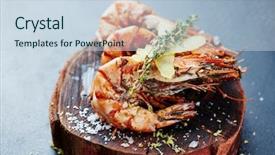 Presentation with prawn - Beautiful presentation theme featuring fresh grilled tiger prawns backdrop and a  colored foreground