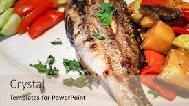  Presentation with cucumbers - Colorful presentation enhanced with fresh-grilled-whole-seabass-served backdrop and a coral colored foreground