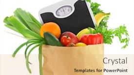  Presentation with paper bag - Audience pleasing slide set consisting of fresh-groceries-in-a-paper backdrop and a yellow colored foreground