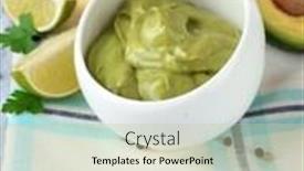  Presentation with bowl - Cool new slide set with fresh-guacamole-in-bowl backdrop and a mint green colored foreground