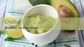  Presentation with bowl - PPT layouts having fresh-guacamole-in-bowl background and a mint green colored foreground