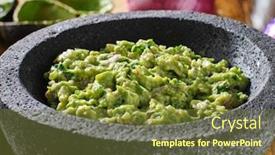 Presentation with stone - Audience pleasing PPT theme consisting of fresh-guacamole-in-stone-molcajete backdrop and a tawny brown colored foreground