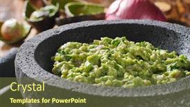  Presentation with stone - Presentation design with fresh-guacamole-in-stone-molcajete background and a tawny brown colored foreground