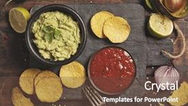  Presentation with salsa guacamole - Audience pleasing PPT theme consisting of fresh guacamole sauce and salsa backdrop and a tawny brown colored foreground