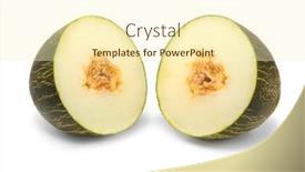  Presentation with sweet - Theme with fresh-halved-sweet-ripe-piel background and a cream colored foreground