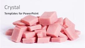  Presentation with stack - Audience pleasing theme consisting of fresh-ham-cubes-stack-isolated backdrop and a sky blue colored foreground