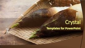  Presentation with bamboo - PPT theme having fresh harvested bamboo shoot background and a wine colored foreground