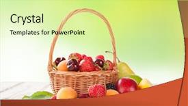  Presentation with fruit - Audience pleasing presentation theme consisting of dark green sandy rough wall textured background backdrop and a forest green colored foreground