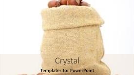  Presentation with hazelnuts - Theme with fresh hazelnuts in a bag on white background background and a lemonade colored foreground