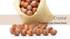  Presentation with hazelnuts - Beautiful slides featuring fresh hazelnuts in a bag on white background backdrop and a coral colored foreground
