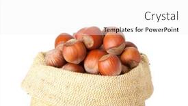  Presentation with hazelnuts - PPT theme enhanced with fresh hazelnuts in a bag on white background background and a white colored foreground