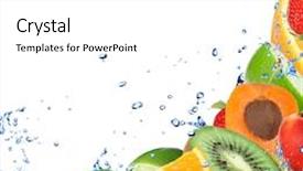  Presentation with fruit water - Audience pleasing slide deck consisting of fresh healthy fruit background with splashing water backdrop and a white colored foreground