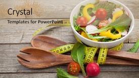  Presentation with tape measure - Presentation enhanced with fresh healthy salad utensil background and a coral colored foreground