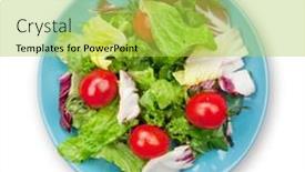  Presentation with white healthy food - Presentation design consisting of fresh-healthy-salad-with-tomatoes background and a yellow colored foreground