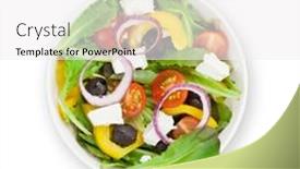  Presentation with healty - Audience pleasing slide deck consisting of fresh-healty-greek-salad backdrop and a white colored foreground